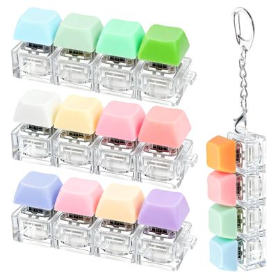 4 PCS Keyboard Fidget Toy, Keyboard Fidget Keychain 4-in-1 Keyboard Decompression Button Finger Clicker Toys, Button Stress Relief Fidget Gifts (Colorful)