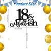 18th Birthday Cake Topper, Black Glitter Happy 18th Birthday Cake Toppers for 18 Anniversary Party Decoration Supplies view 2