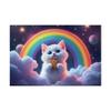 1000 Piece Cat Jigsaw Puzzles - White Kitten Holding Cookie, Purple Sky Rainbow Stars & Planets, Premium Glossy Finish, Travel Size Compact Box, Reference Picture Included view 2