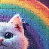 1000 Piece Cat Jigsaw Puzzles - White Kitten Holding Cookie, Purple Sky Rainbow Stars & Planets, Premium Glossy Finish, Travel Size Compact Box, Reference Picture Included view 4