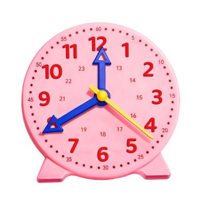 Garende Teaching Clock Lightweight Sturdy Teaching Aids Basic Math Development Compact Convenient for Kindergarten Kids Classroom, Pink