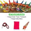 BPGSLYX Portable Dragon Poi Ribbon Dragon Dance Ribbon Streamer with Head, Colorful Square Exercise Ribbon Streamer Wulong Dance Dragon Poi (8m,Yellow) view 3
