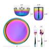 Ahimsa Stainless Steel Kids Dishes, Pediatrician Designed Complete 5 Piece Kids Plates and Bowls Set, Non Toxic & Unbreakable Stainless Steel Plate, Cup and Kid Utensils, Rainbow view 3