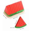Alomejor Wooden Food for Play Kitchen, Watermelon Toy Kitchen Accessory Set for Kids, 10-Piece Composite Wood Pretend Fruit with Baseboard for Imaginative Play (3.9 x 5.7in) view 3