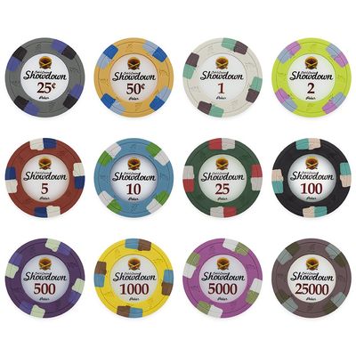 1000 Bulk Showdown Club Design 13.5gm Clay Composite Poker Chips - Choose Chips!