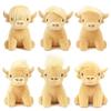 6Pcs Mini Highland Cow Plush Toys, 5.9Inch Cute Scottish Stuffed Animals Soft & Realistic, for Birthday, Classroom Rewards, and Woodland/Grassland Party Decor (Yellow) view 1