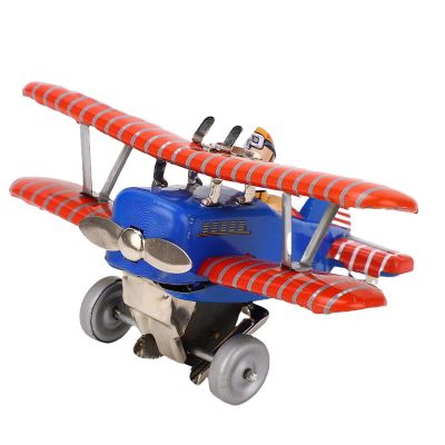 MOTOULAX Airplane Wind Up Toy Nostalgic Retro Iron Somersault Airplane Toy for Bar Store Coffee Shop Decoration Collection