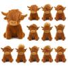 12 Pcs Mini Highland Cow Plush, 5.9 Inch Scottish Stuffed Animal Cattle Toys  Soft, Realistic Desk Decor, Birthday Woodland Party Favors (Brown) view 1