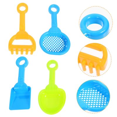 4Pcs Wear-Resistant Portable Beach for Lightweight Sand with Shovel Rake Scoop Hourglass in Random Colors Fun Outdoor Play for Boys Random Color