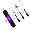 Butterfly Purple Black Compact And Portable Gourd Handle Style Knife Fork Spoon Three Piece Set view 2
