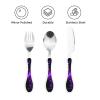 Butterfly Purple Black Compact And Portable Gourd Handle Style Knife Fork Spoon Three Piece Set view 3