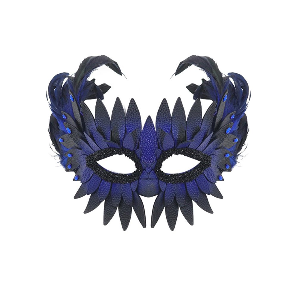 Half Face Bird Mask,Feather Eagle Owl Eyes Mask Fancy Dress for Halloween Carnival Costume Party,Bird Cosplay Props (Blue)