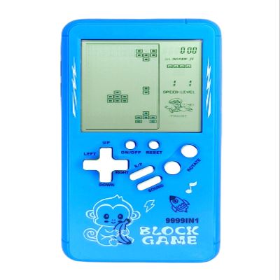 TAQY Cute Cartoon Pattern Brick Game Console Built-in Multi-Block Games Racing/Tank Battle Retro Pocket Machine Electronic Game Portable Toys for Children/Adults (Blue)