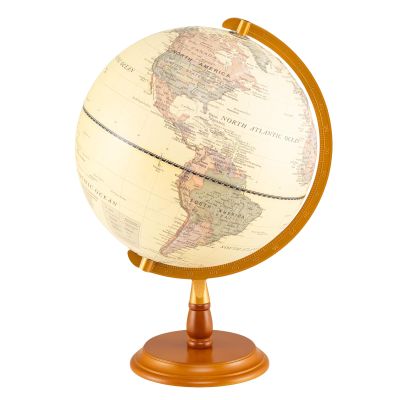 COSTWAY 12 Illuminated World Globe, Geography Educational Globe with Built-in LED Night Light, Wooden Stand, Clear Map for Kids & Adults Learning, Desktop Globes for Students, Decoration (Bronze)