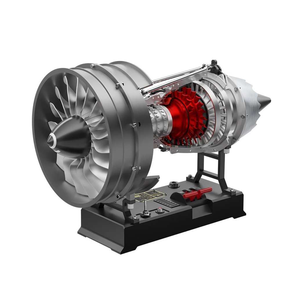 1/12 Scale Electric-Powered Dual Spool Turbofan Engine Model Kit - Metal DIY Assembly, High Bypass Ratio Engine Model for STEM Education, Collectible Aviation Gift (300+PCS)