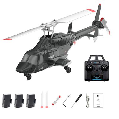 A61 Little Air-Wolf RC ERA Helicopter, 1/53 Scale 2.4G 4CH Single Rotor Remote Control Helicopter with Landing, Altitude Hold & Lightflow Positioning, RC Aircraft Model for Adults - PTF Version