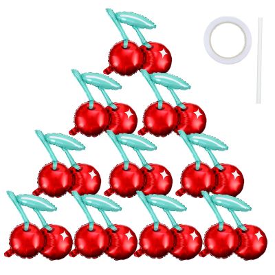 10 Pcs Cherry Balloons, 20 Inch Cherry Birthday Party Decorations Fruit Party Balloons Cherry-Theme Partys Decorations Supplies Cherrys Fruit Balloon Birthday Decoration