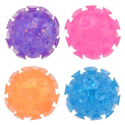 JohnToy Glitter Suction Cup Balls Toy Multicoloured Pack of 12