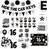 16th Birthday Party Decorations for Boys Include Hide The Car Keys Banner-Backdrop-Balloons-Foil Balloons-Cake Topper-Cupcake Toppers-Hanging Swirl for 16 Year Old Boy Birthday Decorations view 3