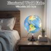 COSTWAY 12 Illuminated World Globe, Geography Educational Globe with Built-in LED Night Light, Wooden Stand, Clear Map for Kids & Adults Learning, Desktop Globes for Students, Decoration (Navy) view 2