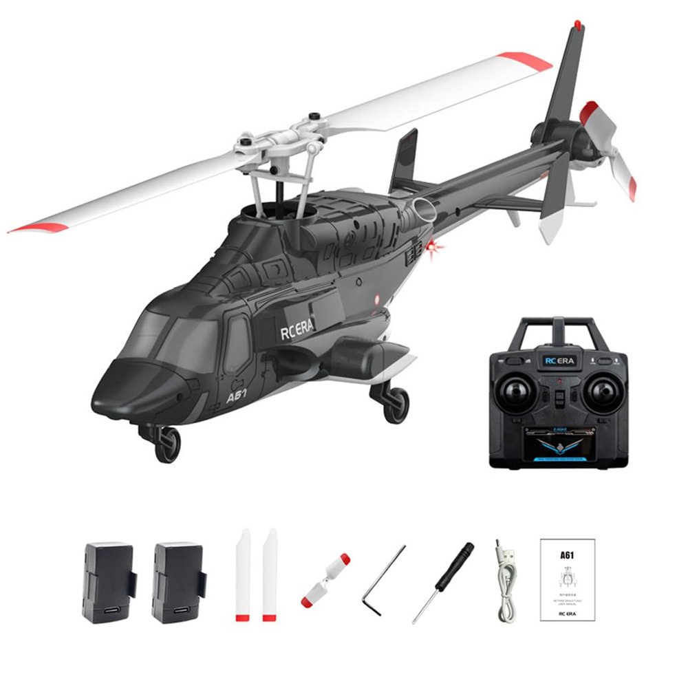 A61 Little Air-Wolf RC ERA Helicopter, 1/53 Scale 2.4G 4CH Single Rotor Remote Control Helicopter with Landing, Altitude Hold & Lightflow Positioning, RC Aircraft Model for Adults - PTF Version