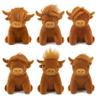 6Pcs Mini Highland Cow Plush Toys, 5.9Inch Cute Scottish Stuffed Animals Soft & Realistic, for Birthday, Classroom Rewards, and Woodland/Grassland Party Decor (Brown) view 1