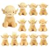12 Pcs Mini Highland Cow Plush, 5.9 Inch Scottish Stuffed Animal Cattle Toys  Soft, Realistic Desk Decor, Birthday Woodland Party Favors (Yellow) view 1