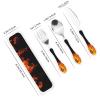 Burning Fire Flame On Black Compact And Portable Gourd Handle Style Knife Fork Spoon Three Piece Set view 2