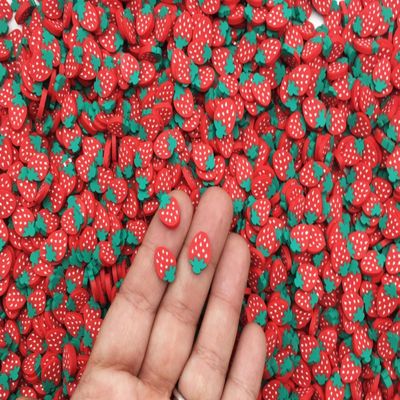 Larger Size Polymer Clay Strawberry Fruit Slice Sprinkles, Faux Fruit Slices, Nail Art Strawberry Sprinkles, Miniature Fake Fruit (Non Edible) (30g bag)