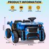 24V Kids Ride on Dump Truck with Electric Dump Bed, 2-Seater Electric Truck Car w/Remote Control, Shovel, Double Doors, 3 Speeds, Music, Horn, LED Lights for Kids-Blue view 3