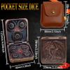DND Pocket Flip Dice Set, D4 D6 D8 D10 D12 D20 D% 7 in 1Delicate Iron Box with Dragon Carvings,Foldable Spinner DND Dice with Leather Gift Bag for D&D,Sci-fi,War Theme Board Game-Vintage Copper view 3