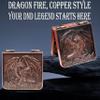 DND Pocket Flip Dice Set, D4 D6 D8 D10 D12 D20 D% 7 in 1Delicate Iron Box with Dragon Carvings,Foldable Spinner DND Dice with Leather Gift Bag for D&D,Sci-fi,War Theme Board Game-Vintage Copper view 4