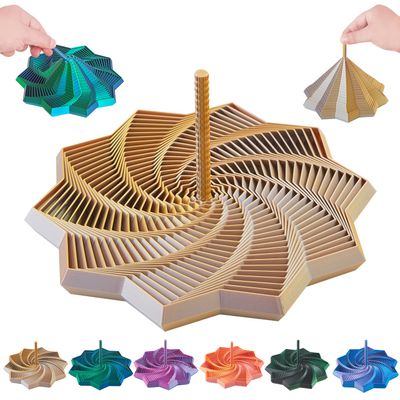 3D Expanded Sensory Fidget Star with Handle,Stress-Relief for Adults,Multi-Color Entertainment Pack for Mesmerizing Fun (Gold-Sliver, Large)
