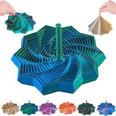 3D Expanded Sensory Fidget Star with Handle,Stress-Relief for Adults,Multi-Color Entertainment Pack for Mesmerizing Fun (Blue-Green, Medium)