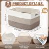 Acellegic 2 Pcs Large Cotton Rope Storage Baskets Rectangle Woven Blanket Basket with Handle 22" x 17" x 12" Baby Laundry Nursery Blanket for Living Room Cushions Toy Dirty Clothes(Gradient Yellow) view 2