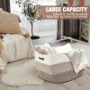 Acellegic 2 Pcs Large Cotton Rope Storage Baskets Rectangle Woven Blanket Basket with Handle 22" x 17" x 12" Baby Laundry Nursery Blanket for Living Room Cushions Toy Dirty Clothes(Gradient Yellow) view 3