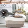 Acellegic 2 Pcs Large Cotton Rope Storage Baskets Rectangle Woven Blanket Basket with Handle 22" x 17" x 12" Baby Laundry Nursery Blanket for Living Room Cushions Toy Dirty Clothes(Gradient Yellow) view 4