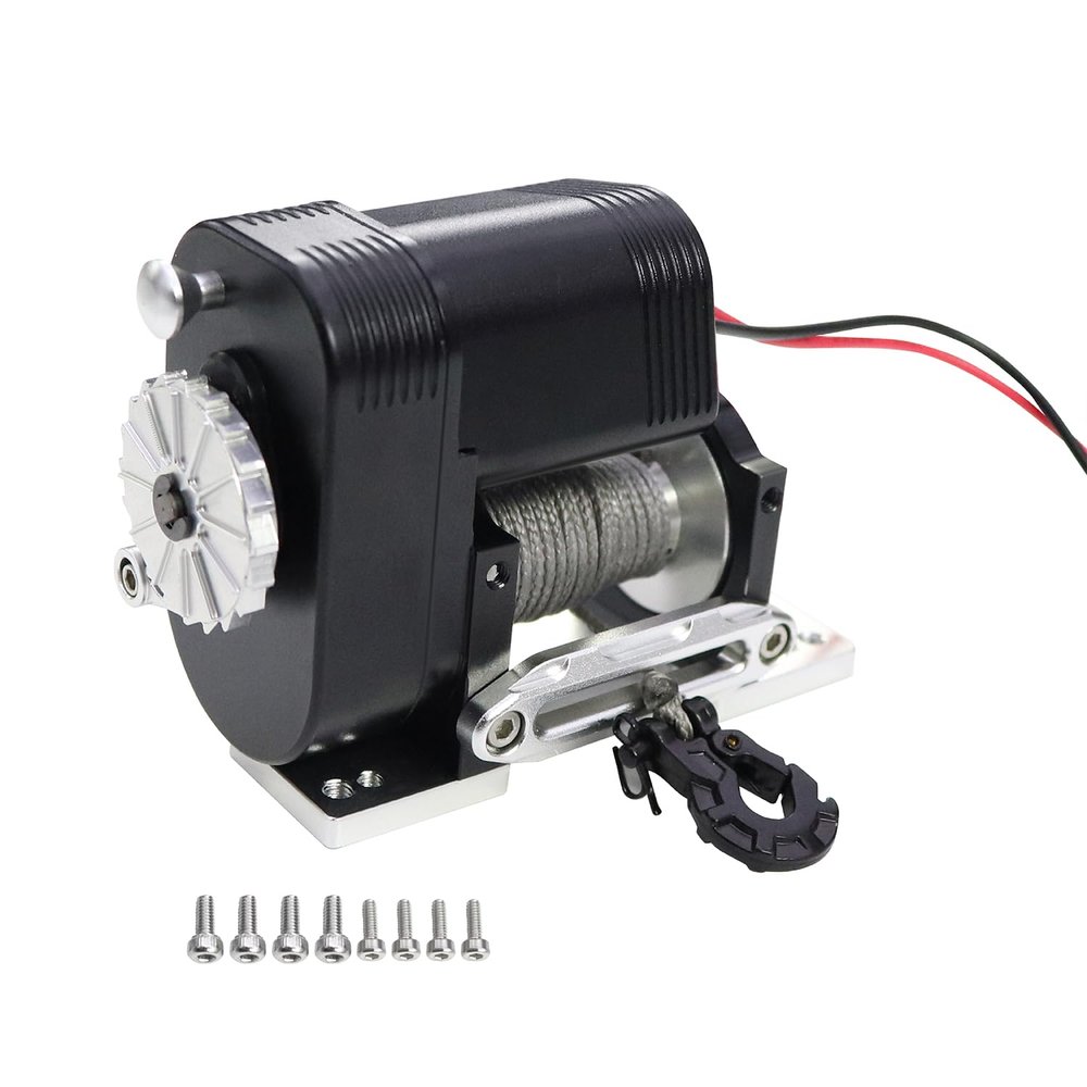 1/10 Simulated 8274 Vertical Winch Aluminum 6-12.4V 50lbs Load Capacity for RC Crawler AXIAL SCX10 TRX4 RC4WD Upgrade Part (Black)