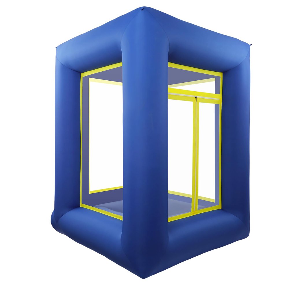 Dsmsseym Blue Inflatable Money Machine Booth, Oxford Cloth, 78.74x42.52x106.3in, for Events, Promotions, and Parties (Blower Not Included)