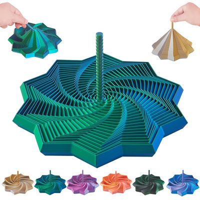 3D Expanded Sensory Fidget Star with Handle,Stress-Relief for Adults,Multi-Color Entertainment Pack for Mesmerizing Fun (Blue-Green, Large)