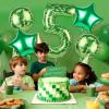 101.6cm/40in Green Pixel Number Balloon, Large Star & Round Shapes Foil Balloon for Boys Girls Kids Game Themed Birthday Party Decorations (Number 5) view 3