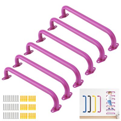 BiJun17 inch Metal Playground Handles,Monkey Bars Indoor Heavy Duty Ceiling Grab Bars for Indoor Outdoor Playgrounds Climbing Frames,Treehouses,and Wall ladders (Pink Set of 6)