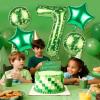 101.6cm/40in Green Pixel Number Balloon, Large Star & Round Shapes Foil Balloon for Boys Girls Kids Game Themed Birthday Party Decorations (Number 7) view 3