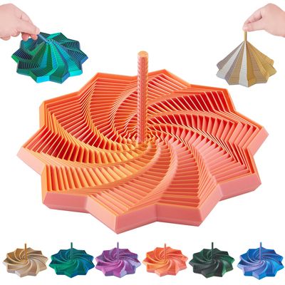 3D Expanded Sensory Fidget Star with Handle,Stress-Relief for Adults,Multi-Color Entertainment Pack for Mesmerizing Fun (Orange-Pink, Large)