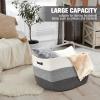 Acellegic 2 Pcs Large Cotton Rope Storage Baskets Rectangle Woven Blanket Basket with Handle 22" x 17" x 12" Baby Laundry Nursery Blanket for Living Room Cushions Toy Dirty Clothes(Gradient Grey) view 3