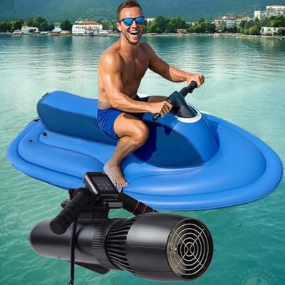 2025 Inflatable Motor Boat with 500W Underwater Scooter - 130min Runtime, 10 Speed Modes, 330lb Capacity, Dual Stabilizing Fins, Saltproof for Ocean & Pool Fun