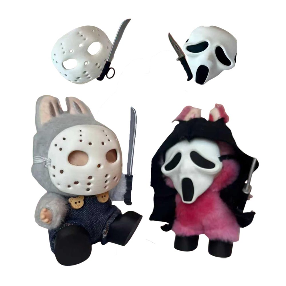 Two Sets Of 17cm Halloween Doll Outfits With Spooky Mask Accessories 17cm Halloween Adorable Halloween Fashion Dolls