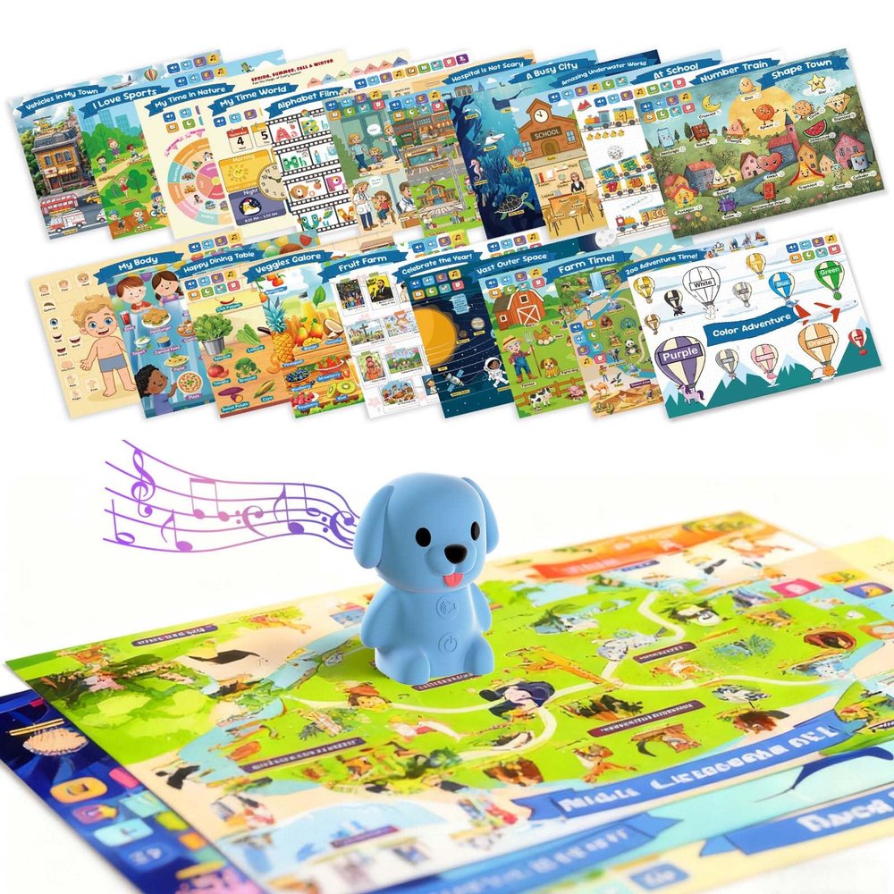 U-LEARNER Talking Pen + 20 Interactive Learning Posters for Toddlers 1-3 | Educational Toys for 3 4 5 6 Year Olds | Homeschool Essential for Preschool Learning Activities | Gifts for Boys & Girls