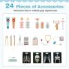 KOTEK Kids Doctor Play Set with 24 PCS Accessories, Wooden Medical Station with Eye Chart, ECG Monitor, X-Ray Film, Pretend Play Hospital Center for Toddlers, Toy Doctor Kit for Girls Boys (Blue) view 2