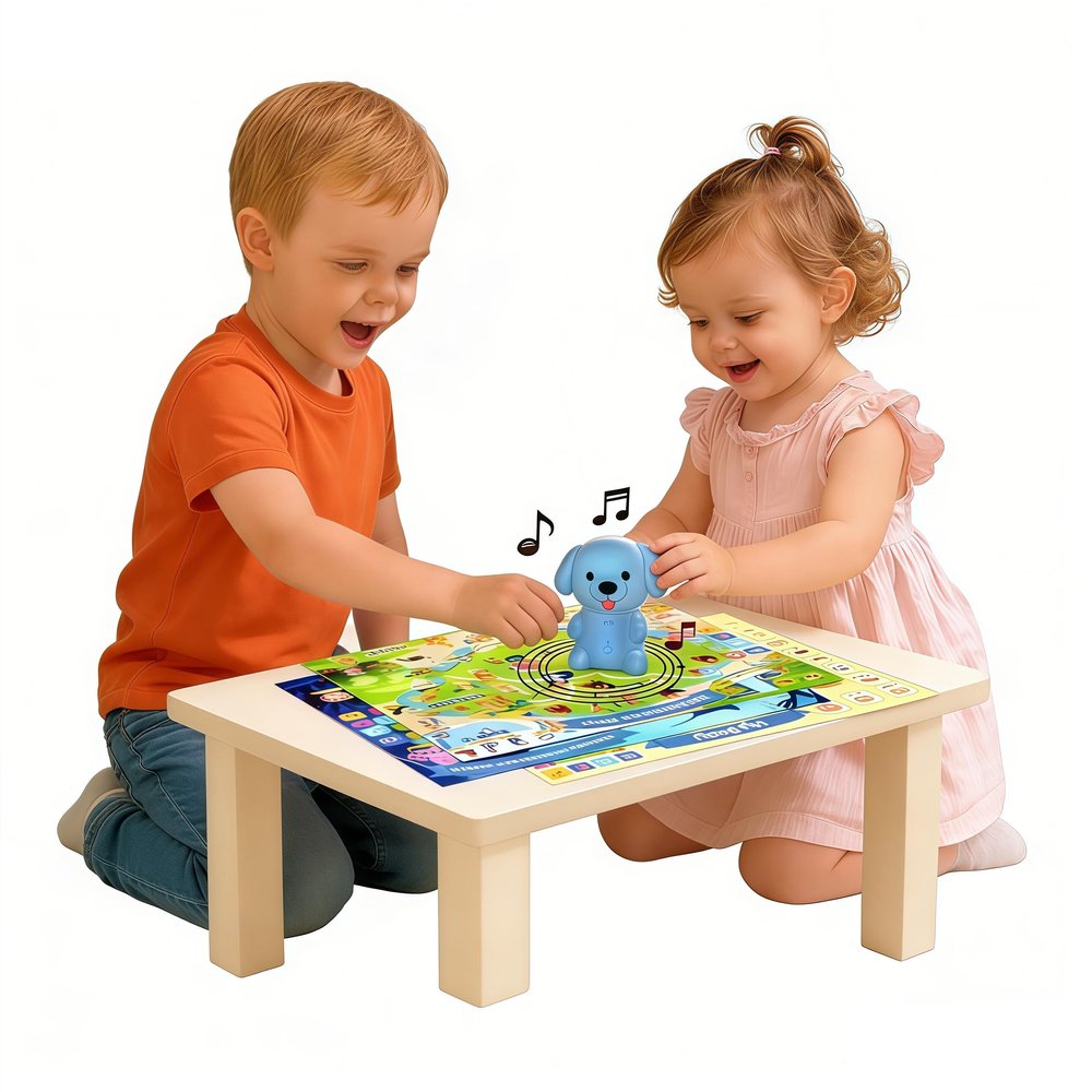 Satxtrem Interactive Talking Dog Pen with Posters | Upgraded Talking Flash Cards - Phonics Learn to Read Toys for 3-6 Year Olds - Preschool Educational Aids for Boys & Girls (Phonic-Poster)